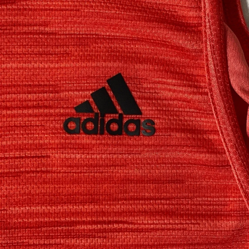 Adidas Mens Climalite Tank Top Orange Space Dye Athletic Singlet Medium - Picture 3 of 6